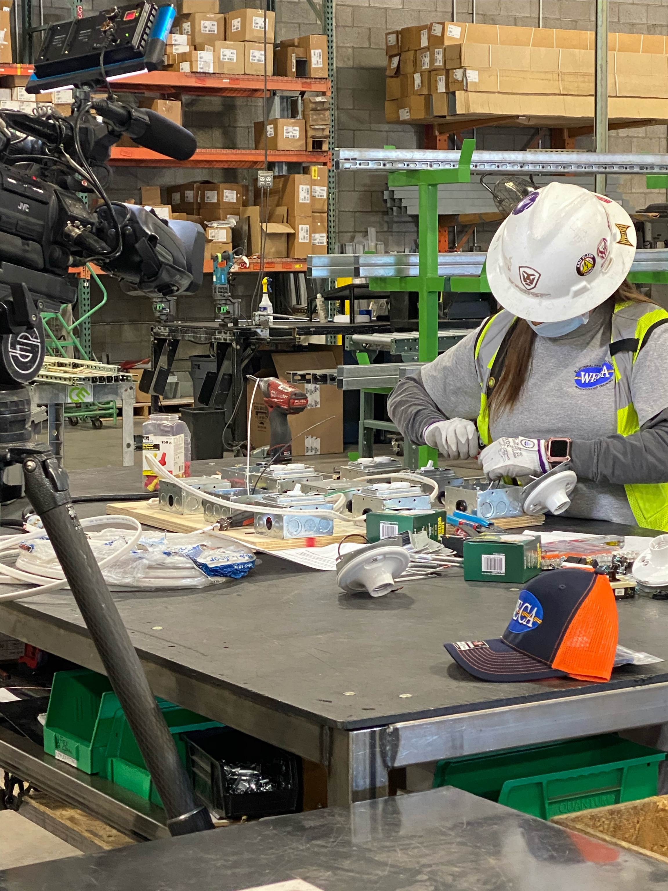 WECA Apprentice Laura Varela Works on a Lab Board